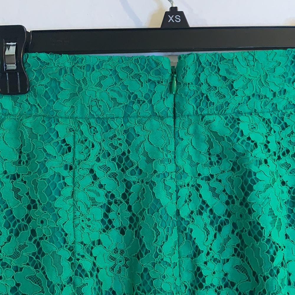 J. Crew Green Pintucked Pencil Skirt Lace size 2 - Picture 9 of 9